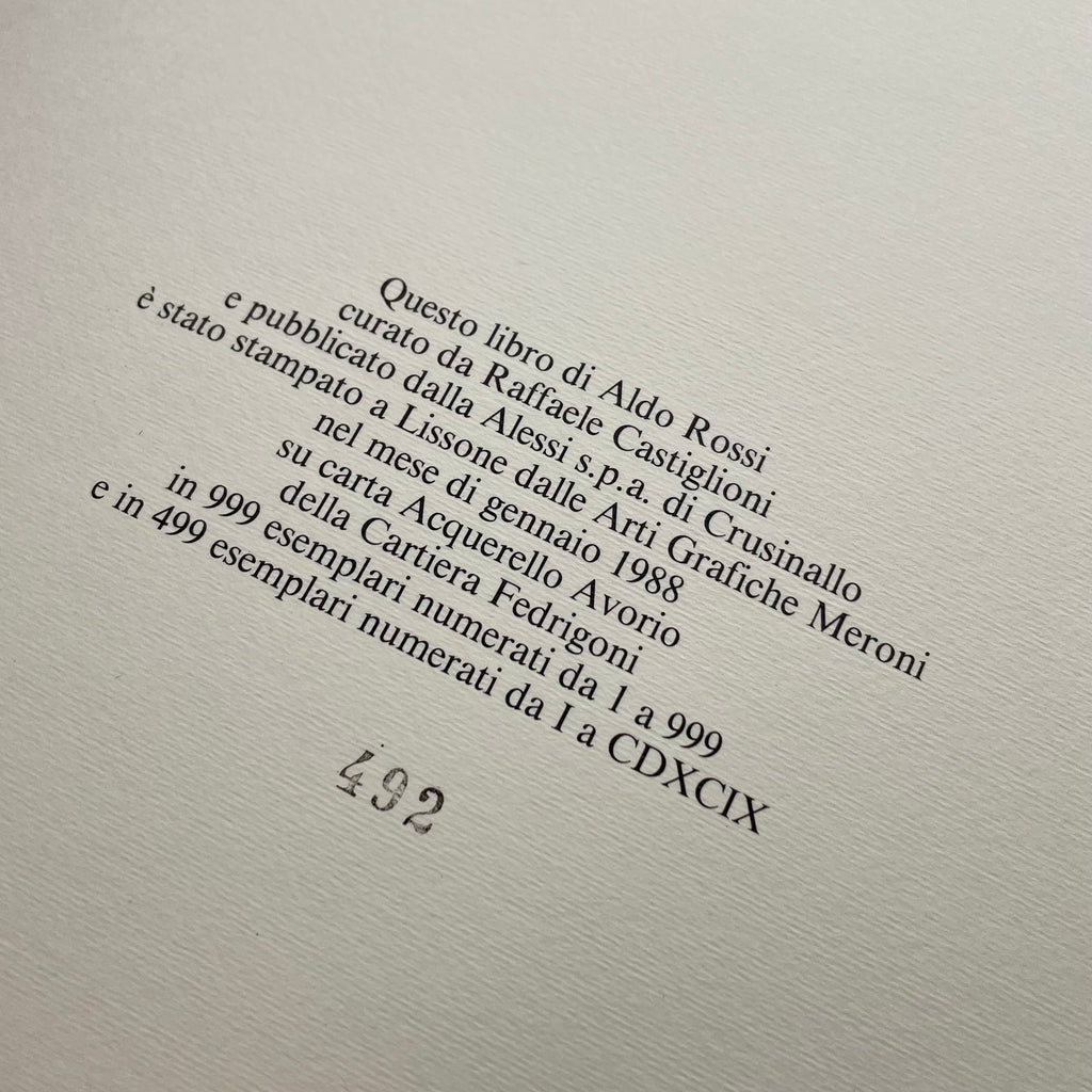 ALDO ROSSI, book La Conica la cupola e altre caffettiere