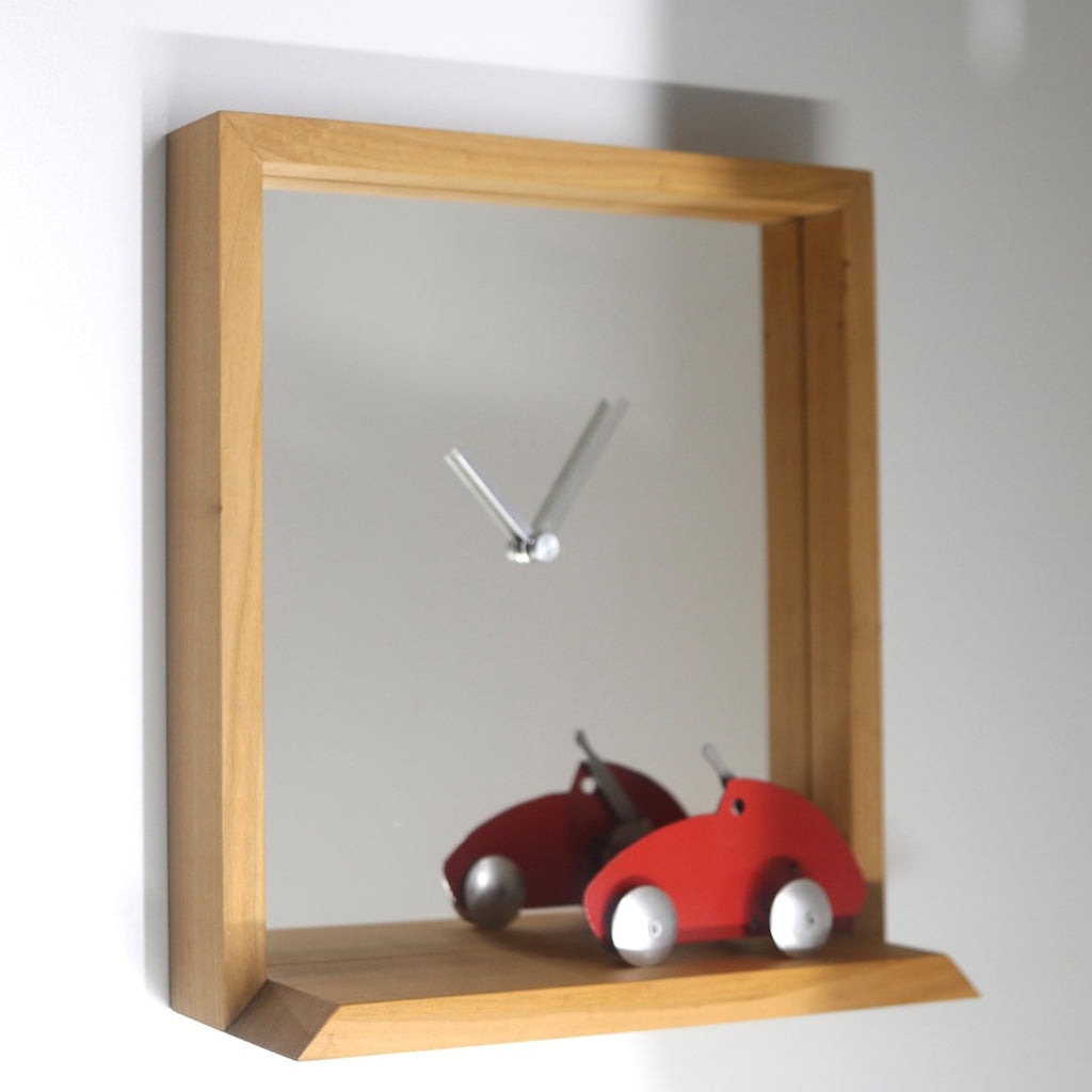 "WALL CLOCK with mirror and shelf" by Fabio Bortolani