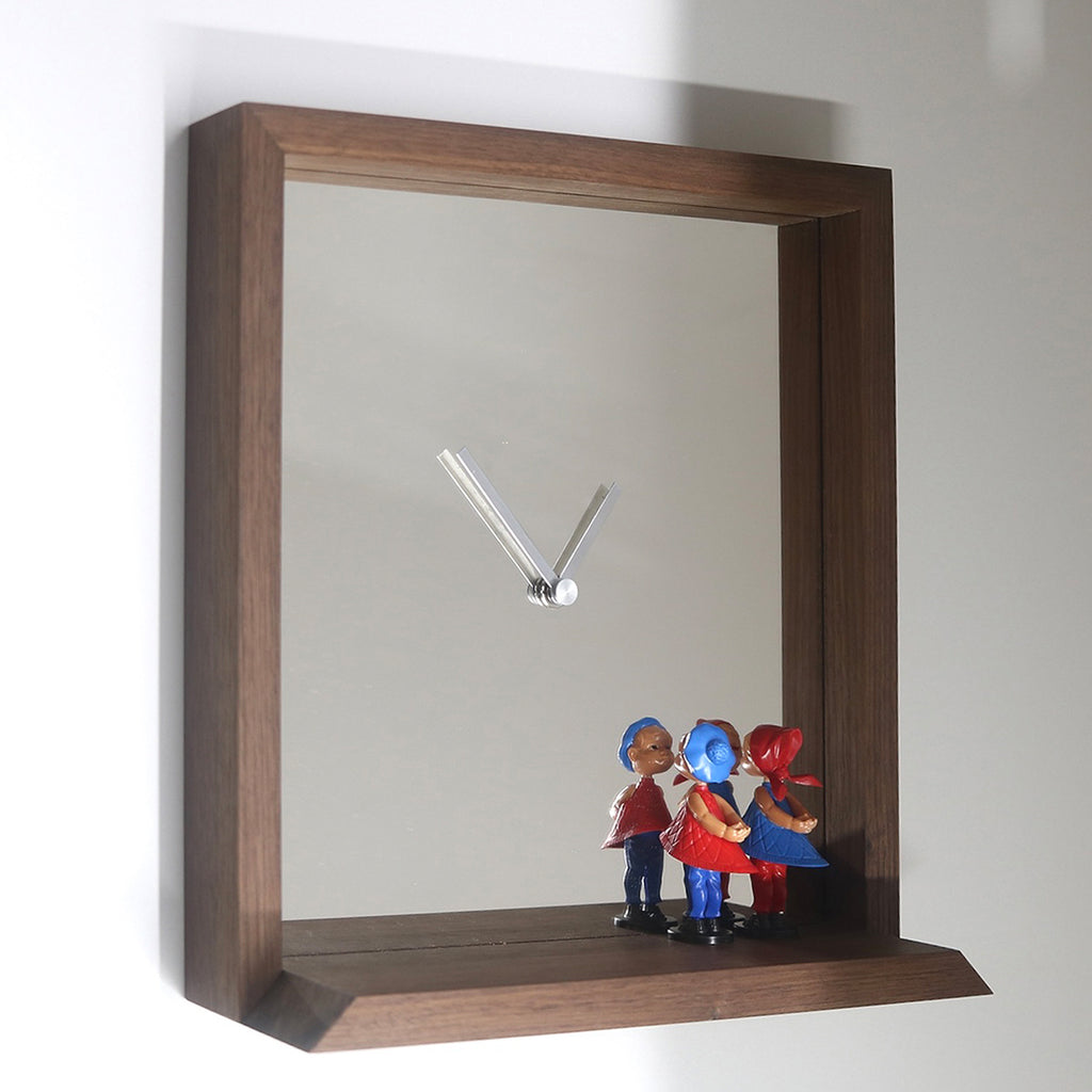 "WALL CLOCK with mirror and shelf" by Fabio Bortolani