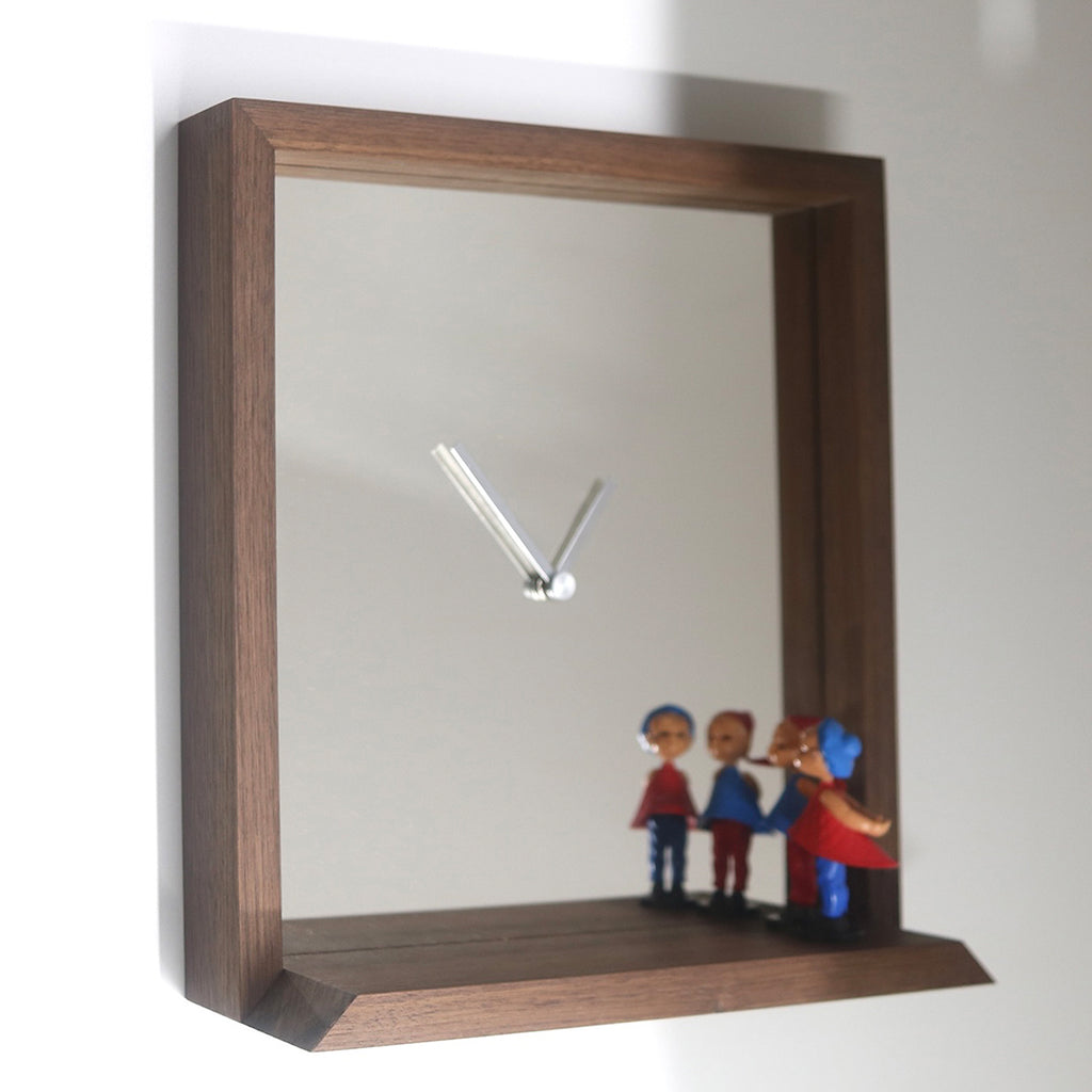 "WALL CLOCK with mirror and shelf" by Fabio Bortolani