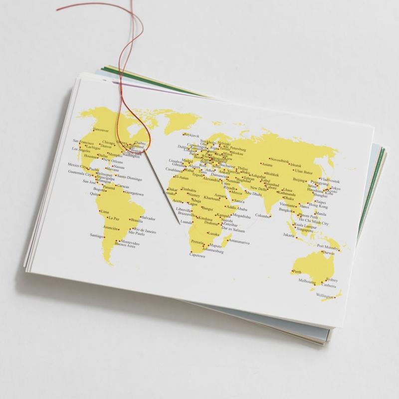 Embroidered postcard WORLD